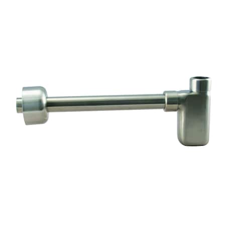 Westbrass 1-1/4" x 1-1/4" Flat Euro Trap with High Box Flange, Satin Nickel D4053-1-07